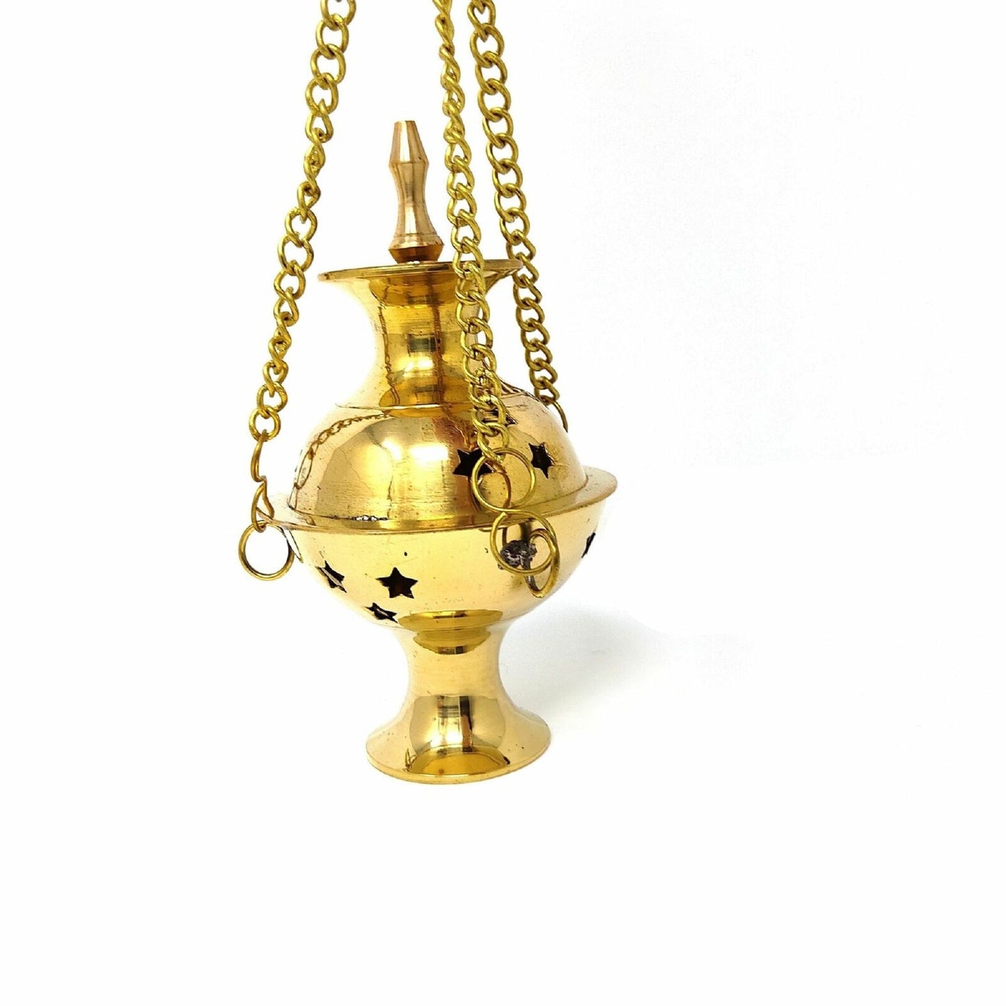 Hanging Brass Burner for Cone Incense and Resins-  4", 6" and 8"