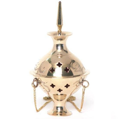 Hanging Brass Burner for Cone Incense and Resins-  4", 6" and 8"